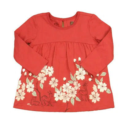 Tea Kids' Girls Rust White Dress In Red