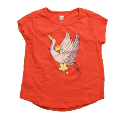 Tea Kids' Girls Salmon Short Sleeve Shirt In Orange