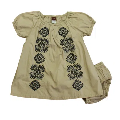 Pre-owned Tea Kids' Girls Taupe Black Dress In Multi