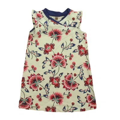 Pre-owned Tea Kids' Girls White Blue Pink Floral Dress