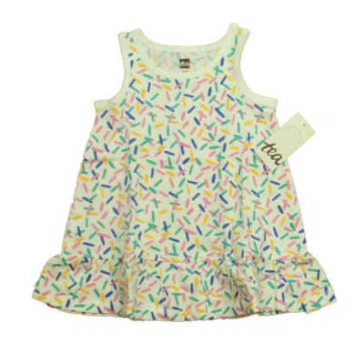 Pre-owned Tea Kids' Girls White Pink Blue Yellow Dress