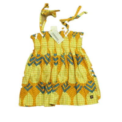 Pre-owned Tea Kids' Girls Yellow Blue Dress Size: 10 Months In Multi