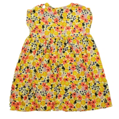 Tea Kids' Girls Yellow Pink Floral Dress In Multi