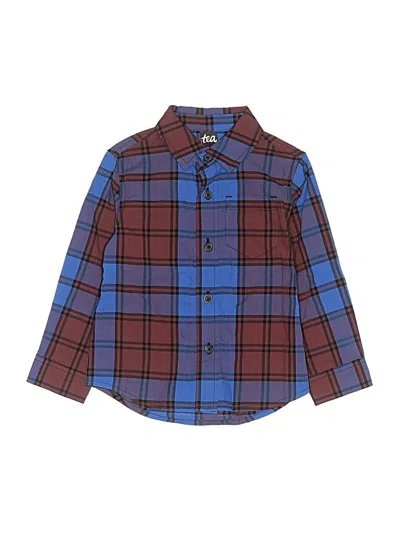 Pre-owned Tea Kids' Long Sleeve Button Down Shirt In Blue