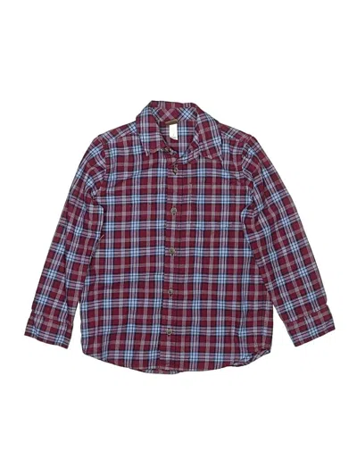 Pre-owned Tea Kids' Long Sleeve Button Down Shirt In Burgundy