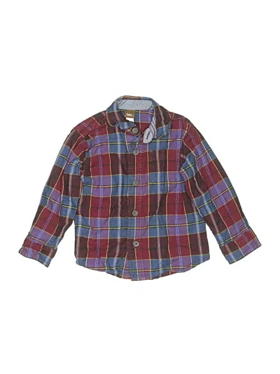 Pre-owned Tea Kids' Long Sleeve Button Down Shirt In Burgundy