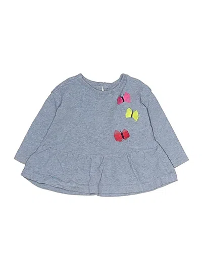 Pre-owned Tea Babies' Long Sleeve Top Gray Ruffles Neckline Tops
