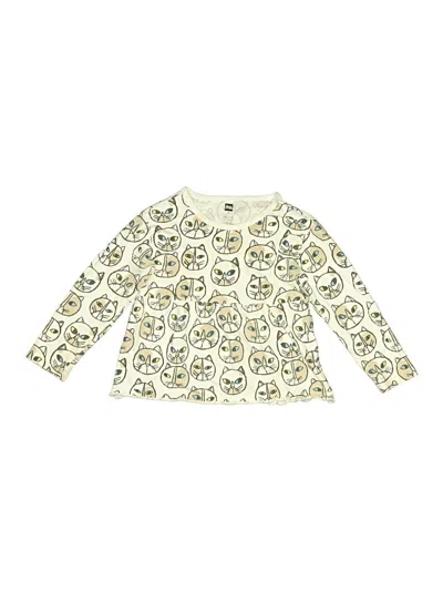 Pre-owned Tea Kids' Long Sleeve Top Ivory Crew Neck Tops