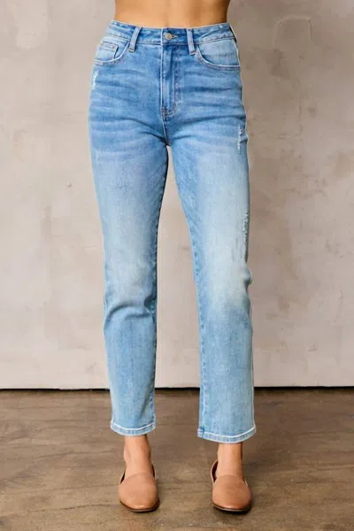 Tea-n-rose Straight Jean In Medium Wash In Multi