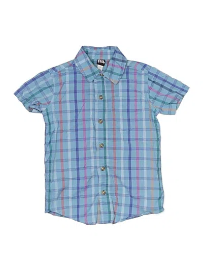 Pre-owned Tea Kids' Short Sleeve Button Down Shirt In Blue