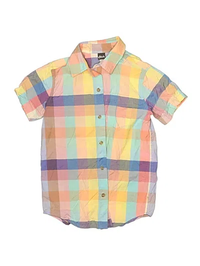 Pre-owned Tea Kids' Short Sleeve Button Down Shirt In Yellow