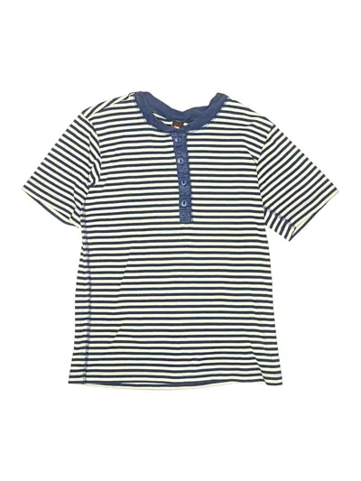 Pre-owned Tea Kids' Short Sleeve Henley Shirt In Blue
