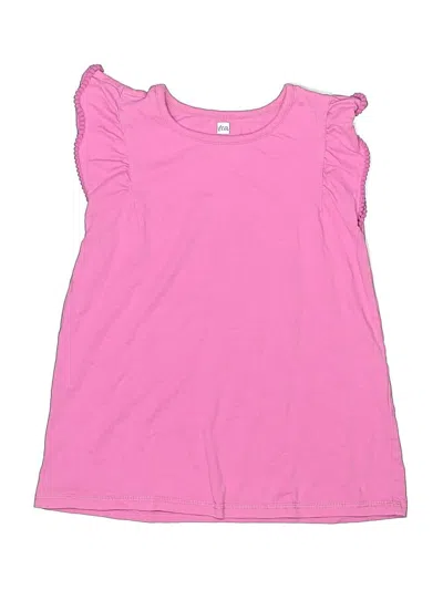 Pre-owned Tea Kids' Short Sleeve Top Pink Ruffles Neckline Tops