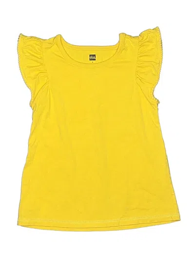 Pre-owned Tea Kids' Short Sleeve Top Yellow Ruffles Neckline Tops