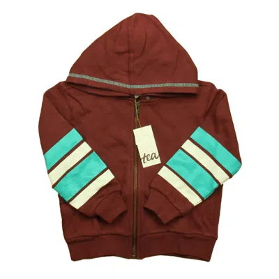 Tea Kids' Unisex Maroon Blue Hoodie In Multi