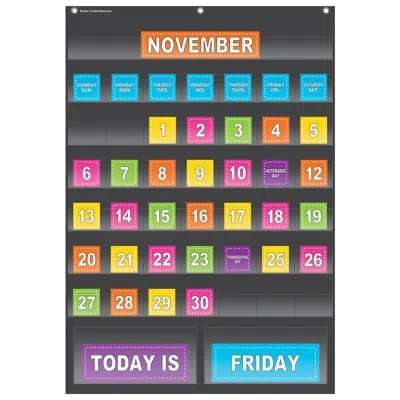 Teacher Created Resources Calendar Pocket Chart In Black;yellow