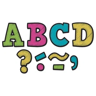 Teacher Created Resources Chalkboard Bright Bold Alphabet In Green;yellow;pink