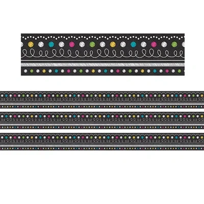 Teacher Created Resources Chalkboard Rolled Border Trim In Black;green