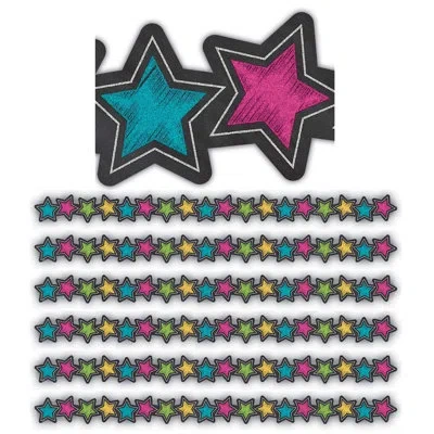 Teacher Created Resources Chalkboard Stars Border Trim In Blue;pink