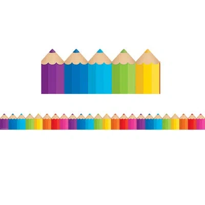 Teacher Created Resources Colored Pencils Die-cut Border Trim In Blue;green;purple