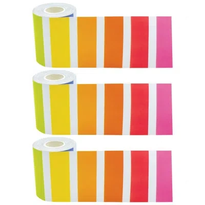 Teacher Created Resources Colorful Stripes Rolled Border Trim In Yellow;pink;orange