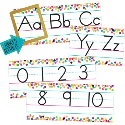 Teacher Created Resources Confetti Alphabet Line Bulletin Board In Blue;black