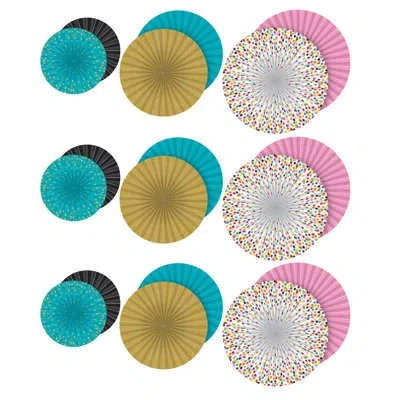 Teacher Created Resources Confetti Hanging Paper Fans In Blue;pink