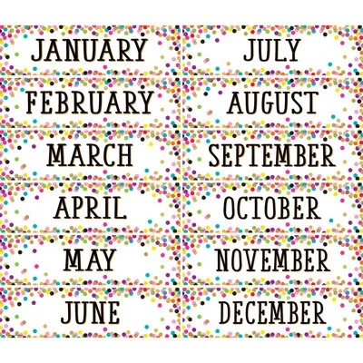 Teacher Created Resources Confetti Monthly Headliners In Black;white;pink