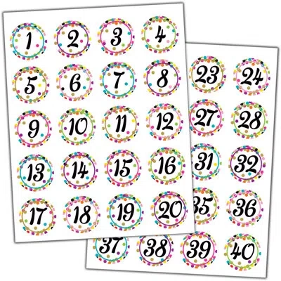 Teacher Created Resources Confetti Number Template In Blue;black;green