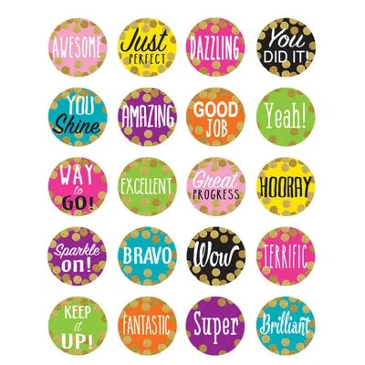 Teacher Created Resources Confetti Stickers, 120 Per Pack, 12 Packs In Black;yellow;pink