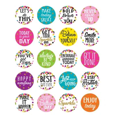 Teacher Created Resources Confetti Words To Inspire Sticker In Blue;white;pink