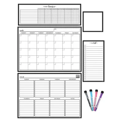 Teacher Created Resources Dry-erase Magnetic Calendar Set In Black