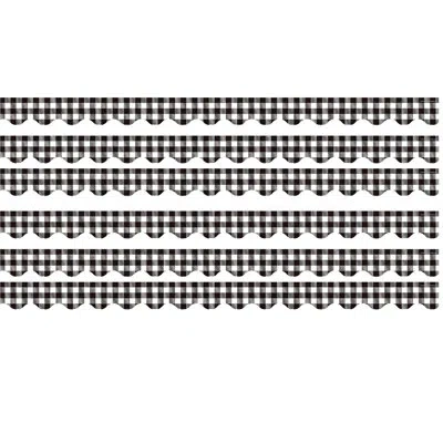 Teacher Created Resources Gingham Scalloped Border Trim In Black,white