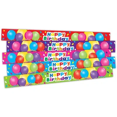 Teacher Created Resources Happy Birthday Balloons Slap Bracelet In Blue;yellow;purple
