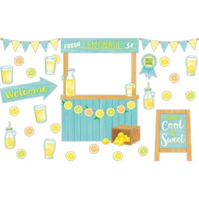 Teacher Created Resources Lemonade Stand Bulletin Board Set In Blue;green;yellow