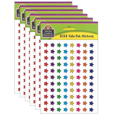 Teacher Created Resources Mini Smiley Stars Valu-pak Stickers, 1144 Per Pack, 6 Packs In Blue;green;yellow