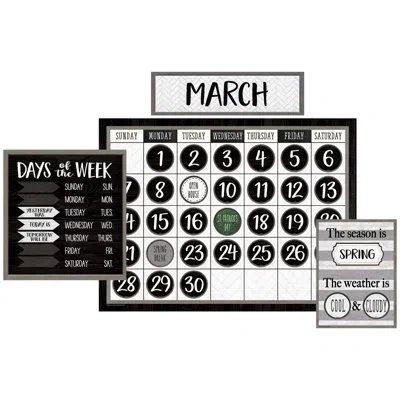 Teacher Created Resources Modern Calendar Bulletin Board In Black;white