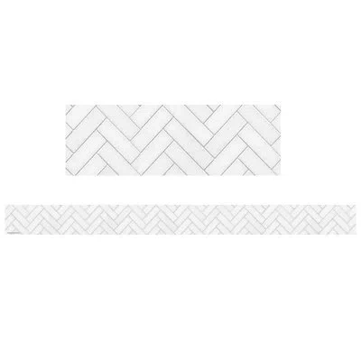 Teacher Created Resources Modern Farmhouse Herringbone Straight Border Trim In White