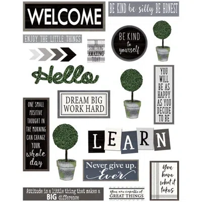 Teacher Created Resources Modern Farmhouse Wall Decor Bulletin Board Set In Black;white;green