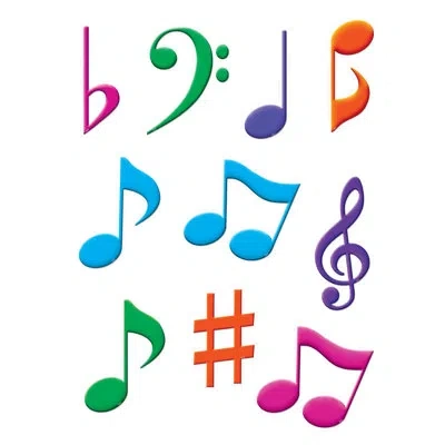 Teacher Created Resources Musical Notes Accents In Blue;green;pink