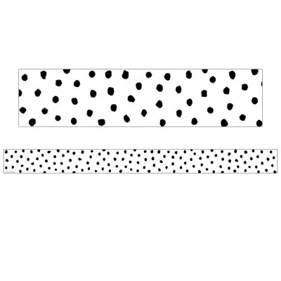 Teacher Created Resources Painted Dots On White Straight Border Trim In Black;white
