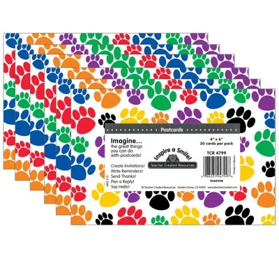 Teacher Created Resources Paw Prints 180 Piece Postcards Set