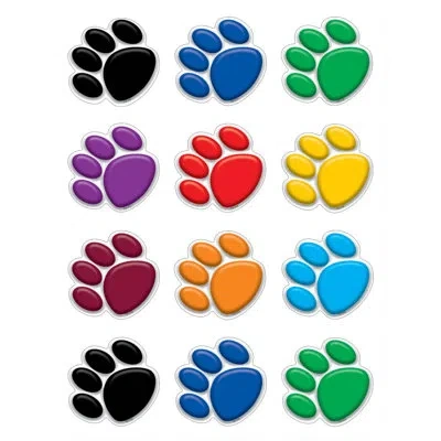 Teacher Created Resources Paw Prints Mini Accents In Green;yellow;orange