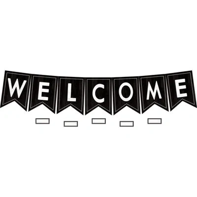 Teacher Created Resources Pennants Welcome Bulletin Board Set In Black;white