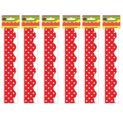 Teacher Created Resources Polka Dots Scalloped Border Trim In Red