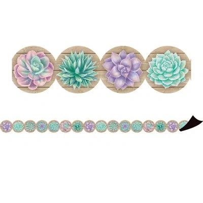 Teacher Created Resources Rustic Bloom Magnetic Border In Brown;green;purple