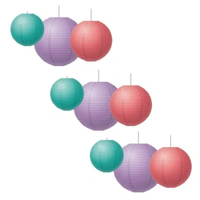 Teacher Created Resources Shabby Elegance Paper Lanterns In Green;red;purple;teal;coral