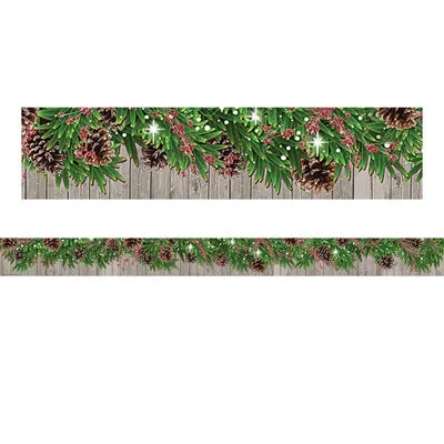Teacher Created Resources Winter Pine Cones Straight Border Trim