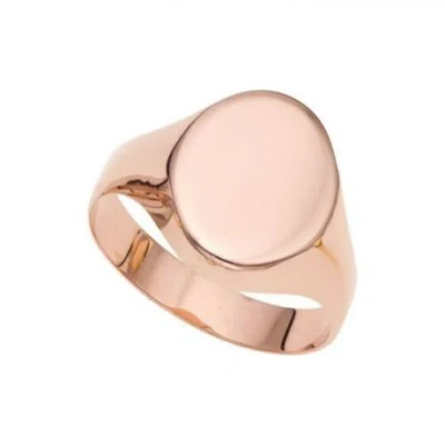 Pre-owned Teachers Jewelry 14k Rose Gold Signet Ring Oval Shape Diamond Cut Edge Size 7 Engravable