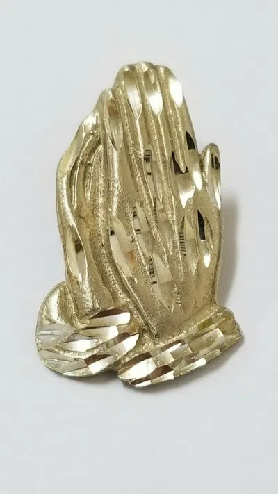 Pre-owned Teachers Jewelry 14k White Gold Praying Hand Pendant 20x10 Mm In God We Trust Keep Praying